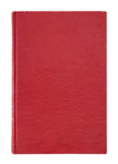 Red leather book cover isolated on white background