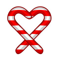 Candy cane heart isolated illustration