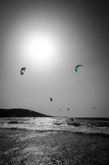 Vertical view for surfers beach on Rhodes