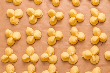 Background Homemade gingerbread and cookies cooking process.