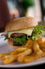 burger and fries