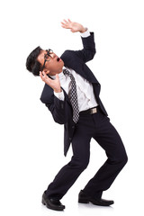 Obraz premium Scared man on white background