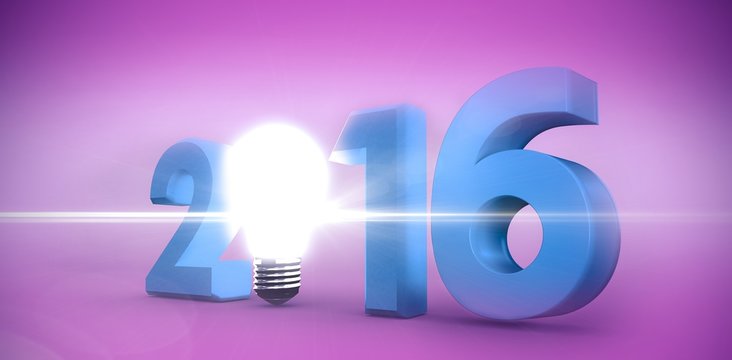 Composite image of 2016 with light bulb