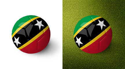 3d realistic soccer ball with the flag of Saint Kitts and Nevis on it isolated on white background and on green soccer field. See whole set for other countries.
