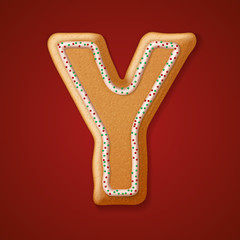 Christmas gingerbread cookies alphabet. Vector illustration.