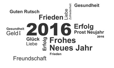 Silvester 2016 Grußkarte - Schwarz/ Weiß