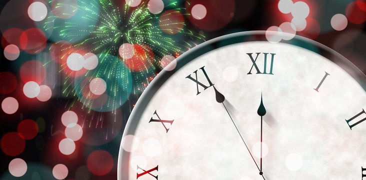 Composite image of roman numeral clock counting down