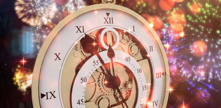 Composite image of  antique pocket clock 