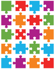 Fototapeta premium Vector illustration of colorful puzzle, separate pieces