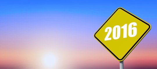 Composite image of hexagon sign