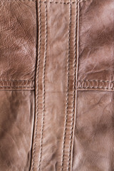 Leather with seams