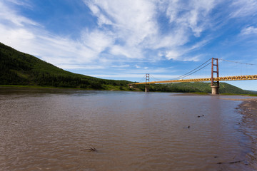 Fototapeta premium Dunvegan suspension bridge Alberta Canada