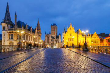 Fototapeta na wymiar Belgium. Gent at night.