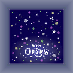 Fototapeta na wymiar Merry Christmas typography, handwriting. Vector background with snowflakes 2016