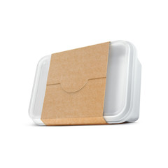 White bank with eco cover for food oil, mayonnaise, margarine, cheese, ice cream, olives,, pickles, sour cream. Food and drink plastic blank. Template Ready For Your Design. Isolated on white