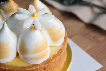 Fototapeta na wymiar Lemon tart with whipped cream
