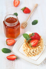 Waffles and honey