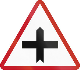Obraz premium Road sign in the Philippines - Crossroads with priority