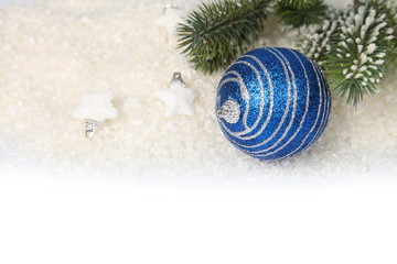 Christmas decorations in the snow