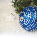 Christmas decorations in the snow