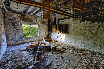Old abandoned ruin factory damage building