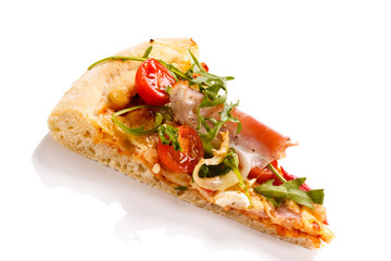 Piece of pizza on white background 