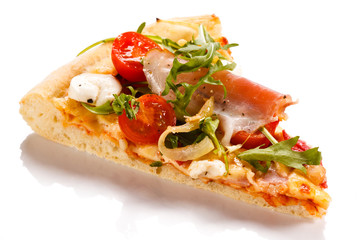 Piece of pizza on white background 
