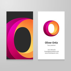Modern letter o twisted Business card template