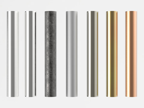 3d rendered many shades of metal pipes