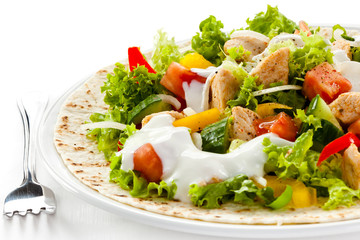 Kebabs - grilled meat and vegetables 