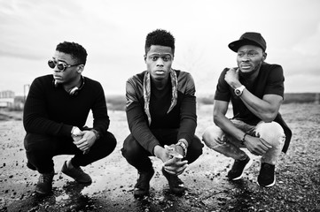 Three rap singers band on the roof