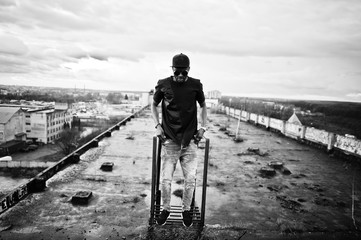 Portrait of  style black man on the roof