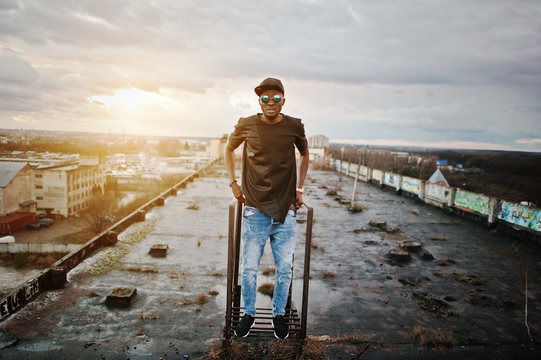 Portrait of  style black man on the roof
