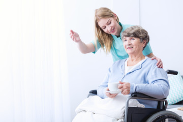 Woman take care of patient