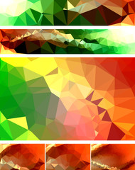 Various banner vector set with triangle pattern