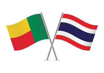 Benin and Thailand flags. Vector illustration.