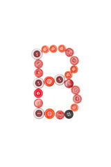 letter B made of colors buttons