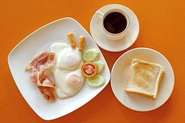 breakfast meal with slice toast and coffee