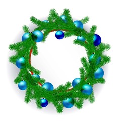 Card with Christmas wreath.