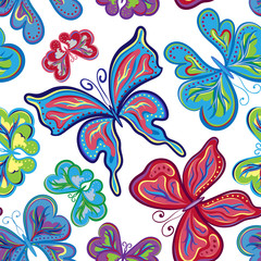 Seamless colorful butterfly pattern. Vector illustration