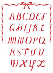 Shiny Red Christmas ribbon alphabet