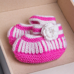 pink baby booties