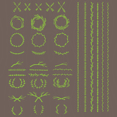 ancient  wreath, text dividers and borders with laurel leaves,