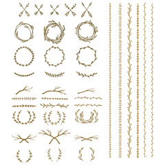 Obraz premium ancient wreath, text dividers and borders with laurel leaves,