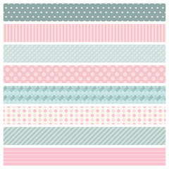 Set Deko Bordüren Vintage Rosa und Grün