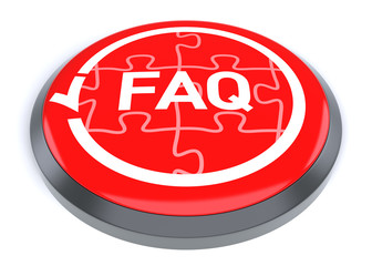 Red FAQ Button, isolated on white background.