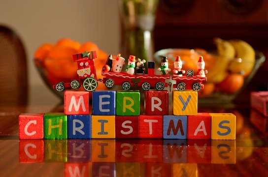 wooden cubes merry christmas 