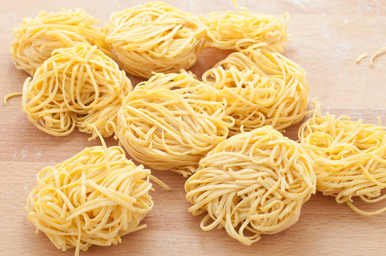 Pasta typical of Piedmont called tajarin