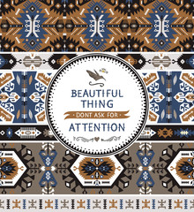 Seamless geometric pattern in tribal style