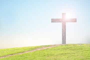 Background cross on grass